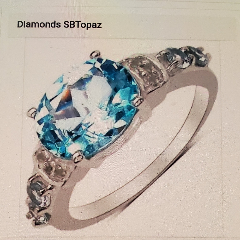 Ring womans Topaz with diamonds size 7
